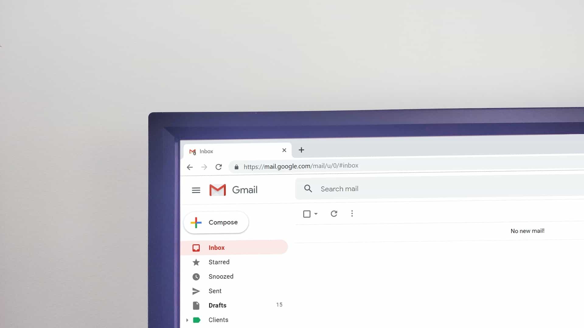 Kotak surat Gmail terbuka