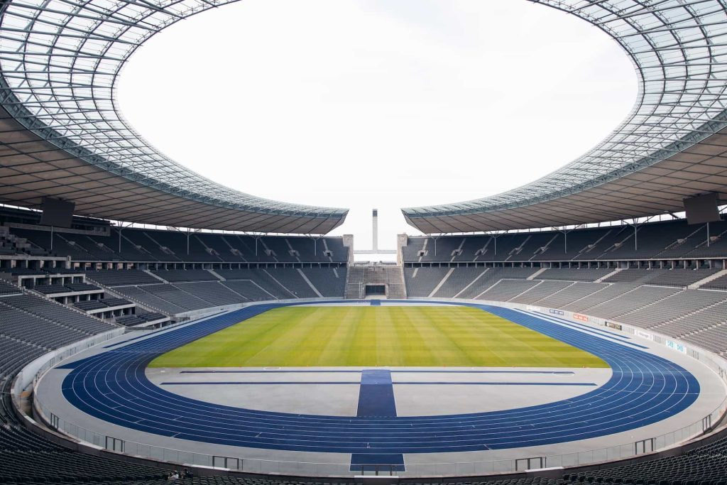 Eine Aufnahme des Berliner Olympiastadions von innen