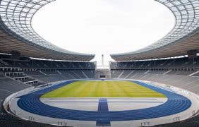 Eine Aufnahme des Berliner Olympiastadions von innen