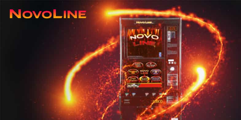 Sebuah mesin slot dengan kata "Novolin" di atasnya.