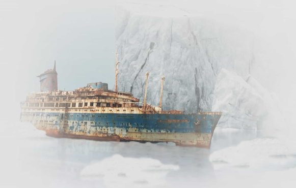 Das Wrack der Titanic als Zeichnung