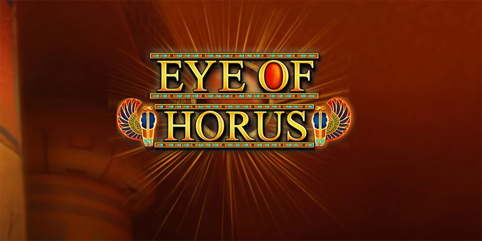 Eine Frau hält den Zeigefinger vor den Mund, daneben Symbole aus der Eye of Horus Slot.