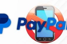 Das PayPal Logo, dahinter ein durchgestrichenes Smartphone.