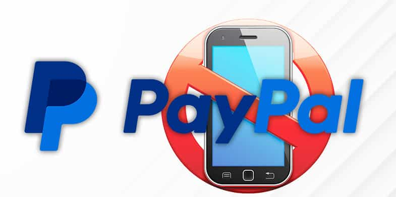 Das PayPal Logo, dahinter ein durchgestrichenes Smartphone.