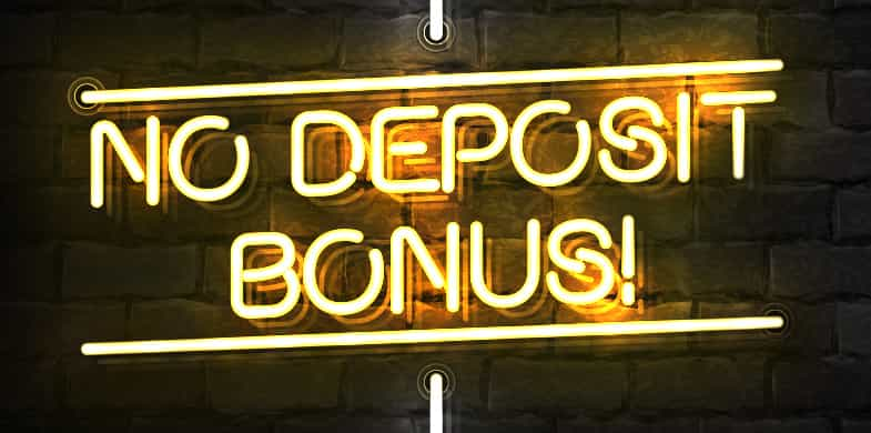 Die Worte "No Deposit Bonus" in Neon-Schrift.