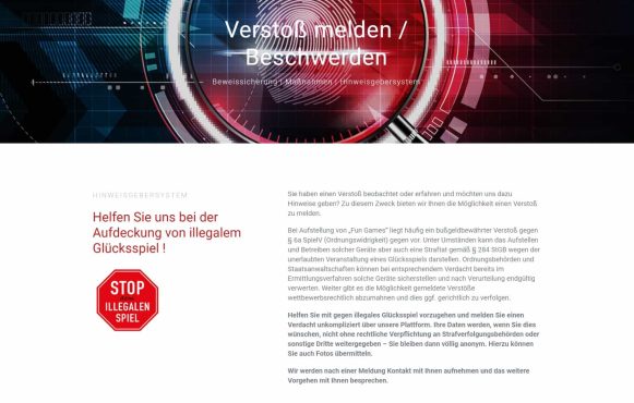 Screenshot der Website illegales-spiel.de