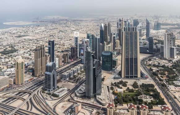 Luftaufnahme von Dubai, in den Vereinigten Arabischen Emiraten.