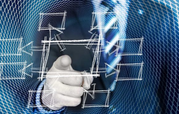 Geschäftsmann mit Zeigefinger