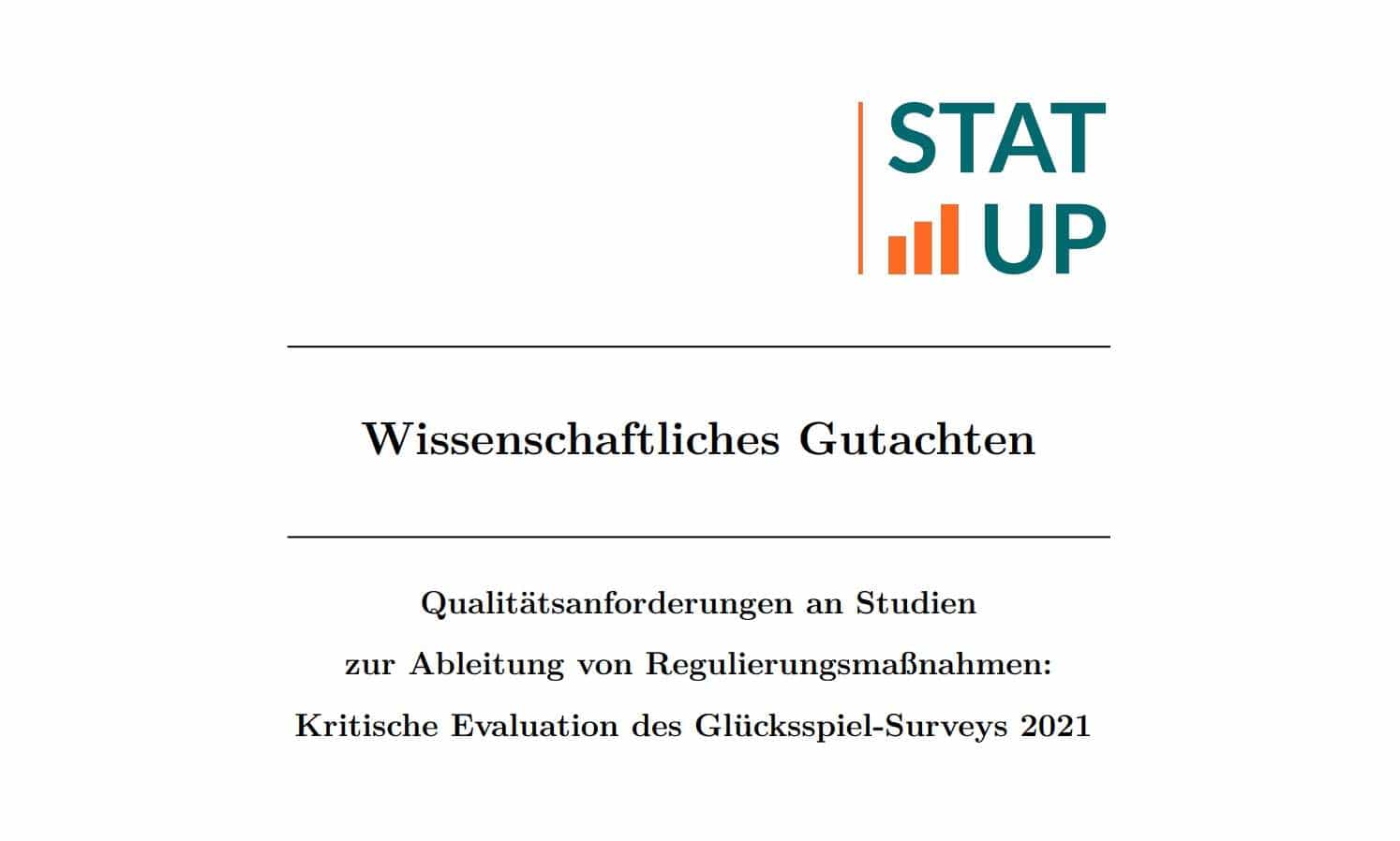 Das Deckblatt der wissenschaftlichen Studie der STAT-UP Statistical Consulting & Data Science GmbH