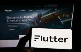 Flutter Entertainment Logo auf einem Bildschirm