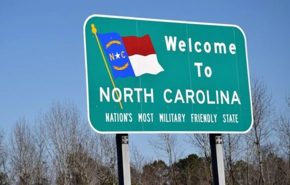 Straßenschild Welcome to North Carolina