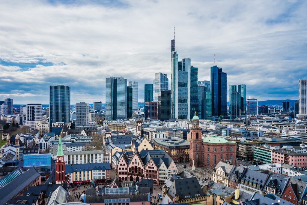 Aufnahme der Skyline in Frankfurt am Main.
