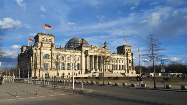 Aufnahme des Deutschen Bundestags in Berlin, Deutschland.  