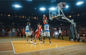 Szene eines Basketballspiels