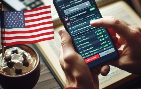 Mensch hält Smartphone mit Wettquoten in den Händen