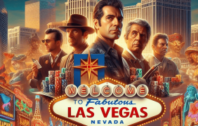 Menschen vor der Skyline von Las Vegas