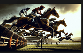 Pferde auf einer Rennbahn