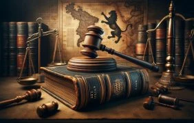 Hammer, Waage, Block und Buch