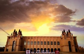 Aufnahme des Yushan Sport Centers, Austragungsort der Snooker World Open.