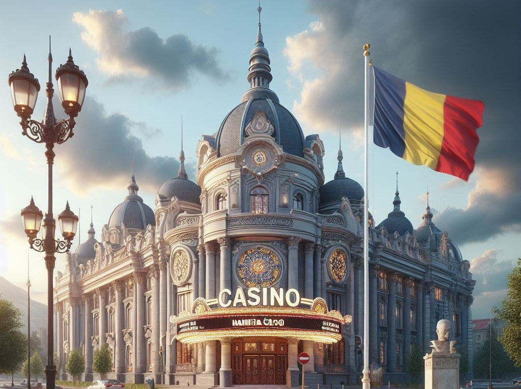 Darstellung eines Casinos mit rumänischer Flagge