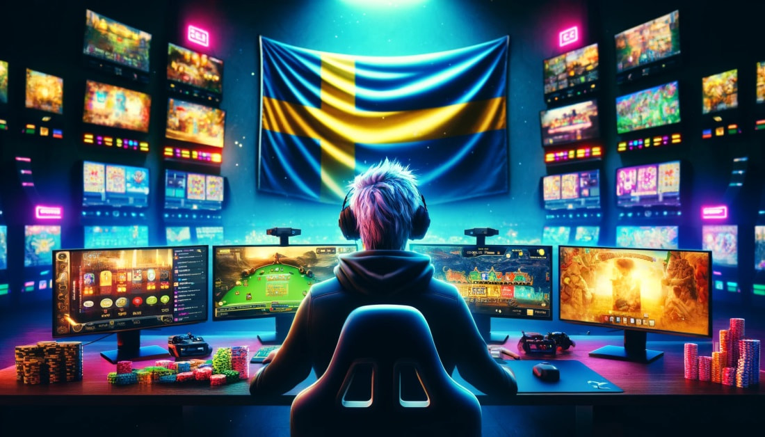 Symbolhafte Darstellung der illegalen Glücksspielwerbung durch schwedische Twitch-Streamer