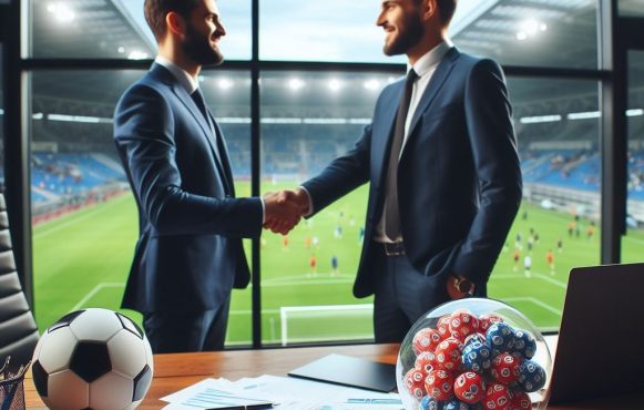 Zwei Männer geben sich in einem Büro die Hand (Darstellung)