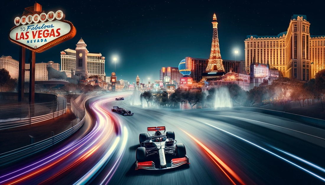 Symbolhafte Darstellung des F1-Rennens in Las Vegas