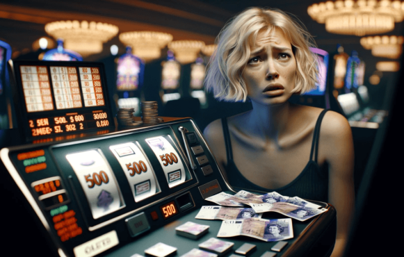 Eine Frau sitzt in einem Casino