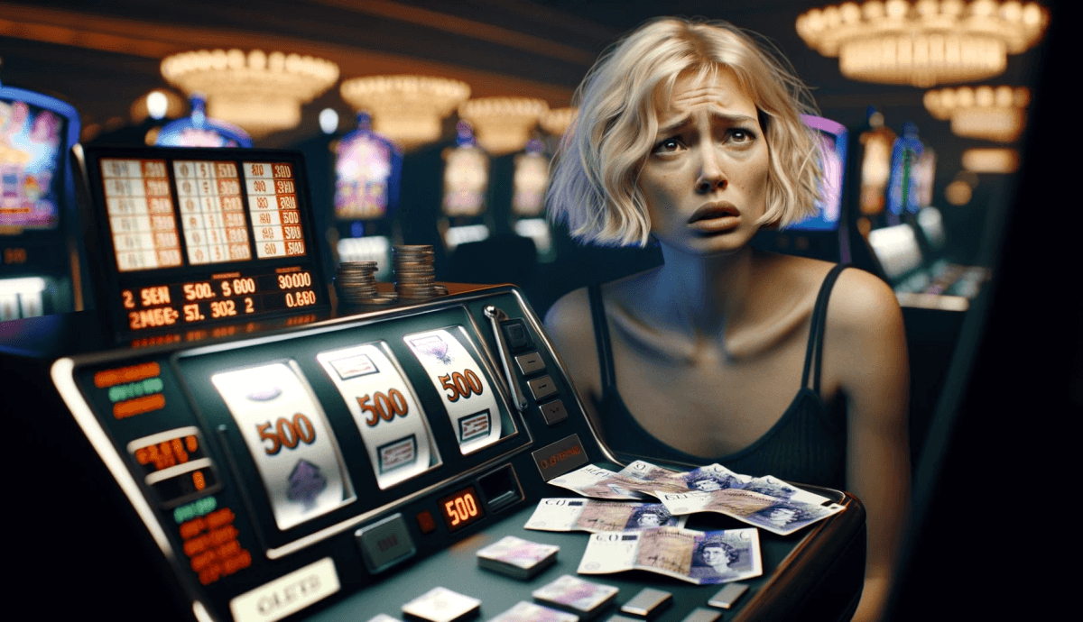Eine Frau sitzt in einem Casino