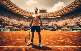 Darstellung eines Tennisspielers in einem Tennisstadion