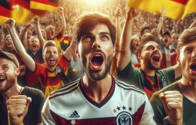 Darstellung von jubelnden Fußball-Fans mit Deutschlandfahnen