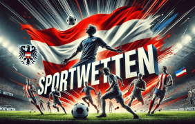 Darstellung von Fußballspielern mit österreichischer Flagge und dem Title Sportwetten