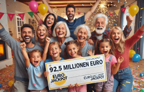 Eine jubelnde Familie nach dem Gewinn des Eurojackpots.