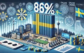 Darstellung von Glücksspielsymbolen und der schwedischen Flagge