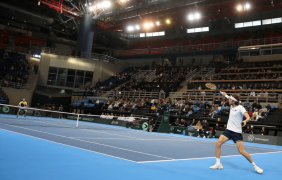 Szene eines Tennisspiels