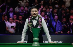Aufnahme von Ding Junhui nach dem Gewinn der International Championship.