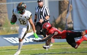 American Football-Spieler auf dem Platz.