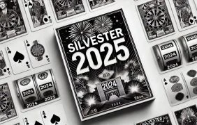 Symbolhafte Darstellung des Jahreswechsels mit Glücksspiel-Motiven