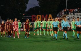 Aufnahme aus dem Hinspiel zwischen dem VfL Wolfsburg und der AS Rom.