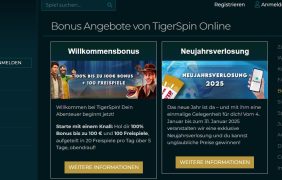 Bild der Neujahrsverlosung und des Einzahlungsbonus für Neukunden bei TigerSpin