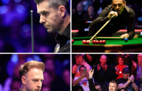 Collage von Judd Trump, Mark Selby, Kyren Wilson und Ronnie O'Sullivan.