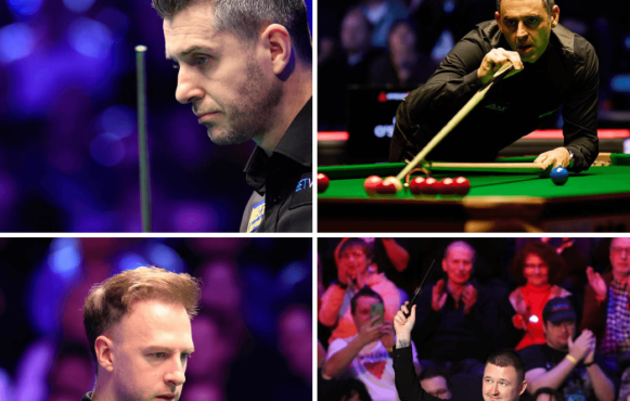 Collage von Judd Trump, Mark Selby, Kyren Wilson und Ronnie O'Sullivan.