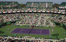 Ein Tennisstadion bei den Miami Open