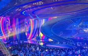 Aufnahme der Bühne des Eurovision Song Contest 2023 in Liverpool.