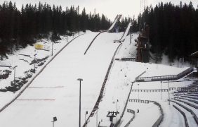 Aufnahme des Granåsen skisenter in Trondheim, Norwegen.