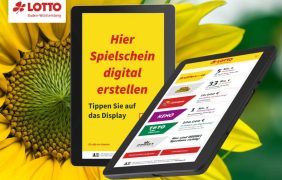 Die Lotto Baden-Württemberg-App auf einem Tablet.