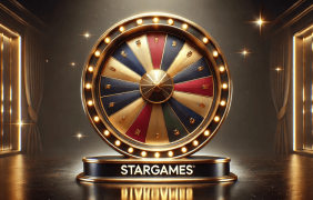 Das Glücksrad für die StarGames Aktion Energie Booster Mittwoch, bei der Freispiele gewonnen werden können - erstellt mit AI durch OnlineCasinosDeutschland Prompt.