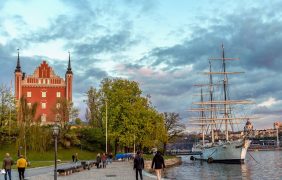 Anlegestelle in Stockholm, Schweden.