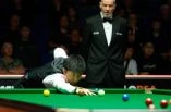 Aufnahme von Zhao Xintong während der Qualifikation für die Snooker-Weltmeisterschaft.