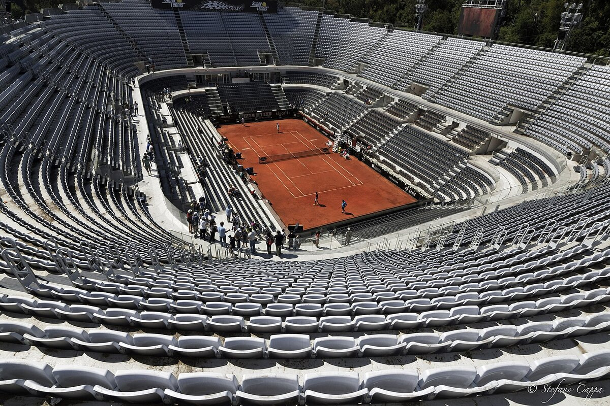 Ein Tennisstadion beim ATP-Turnier in Rom